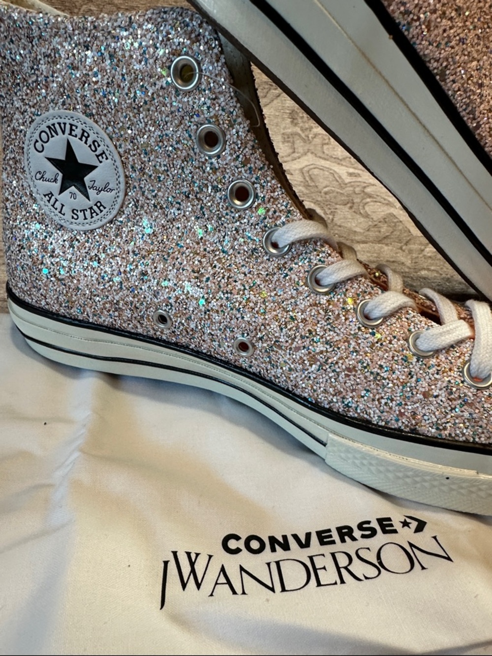 Converse Glitter High Top Sneakers - Pink with Orange Accents - Picture 2 of 9